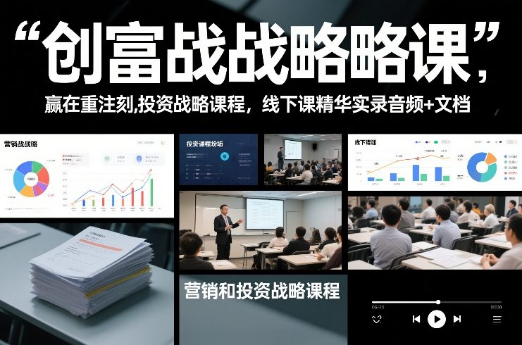 创富战略课，赢在重注时刻，营销和投资战略课程，线下课精华实录音频+文档-知创网