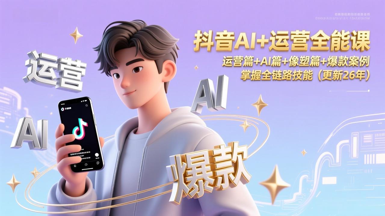 抖音AI+运营全能课,运营篇+AI篇+像塑篇+爆款案例,掌握全链路技能(更新26年-知创网