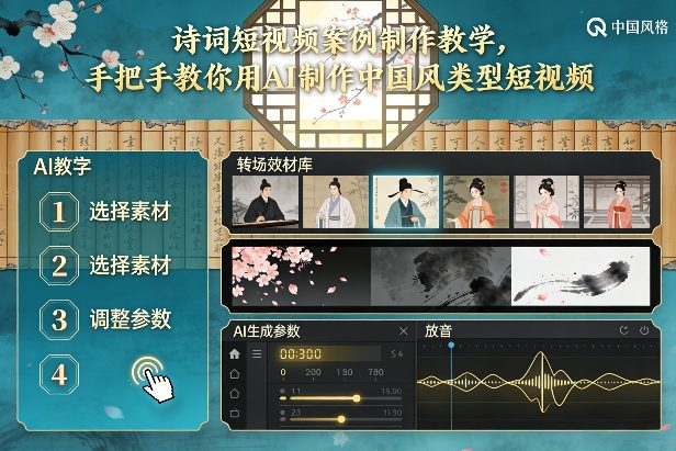 古诗词短视频案例制作教学，手把手教你用AI制作中国风类型短视频-知创网