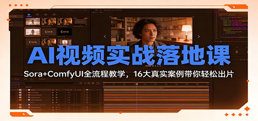 AI视频实战落地课：Sora+ComfyUI全流程教学，16大真实案例带你轻松出片-知创网