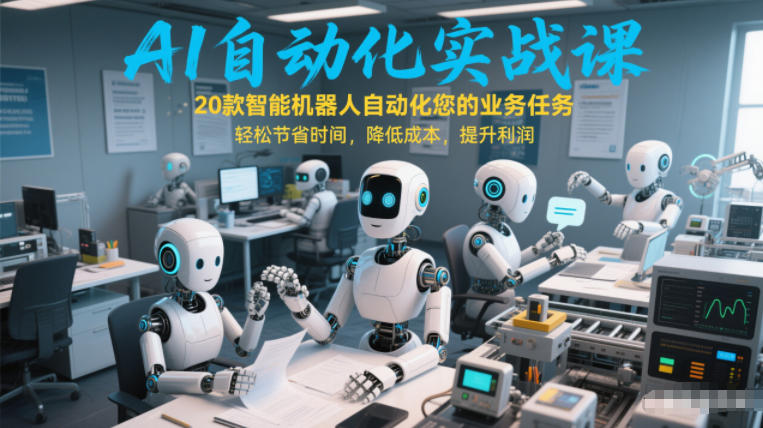 AI自动化实战课：20款智能机器人自动化您的业务任务，轻松节省时间，降低成本，提升利润-知创网