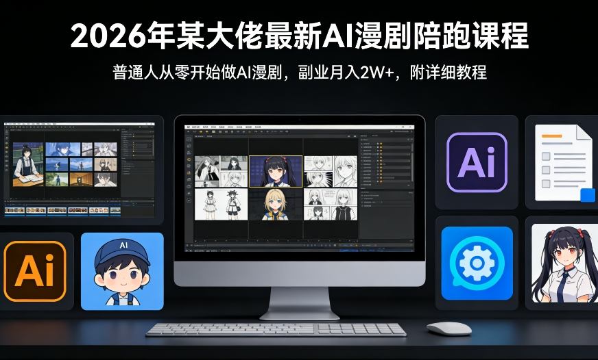 26年某大佬最新Ai漫剧陪跑课程，普通人从零开始做AI漫剧，副业月入2W+-知创网