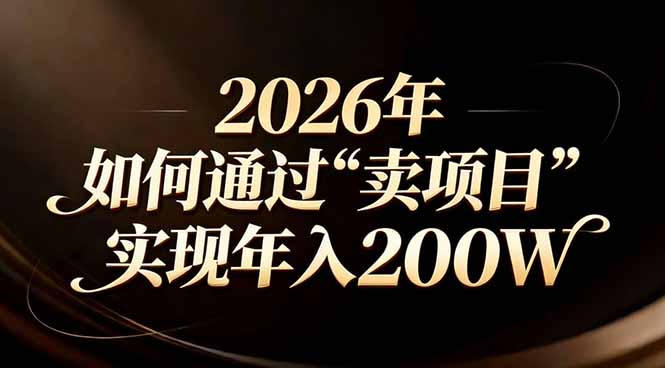 站在2026年的十字路口：一个普通人如何通过卖项目实现年入200万-知创网
