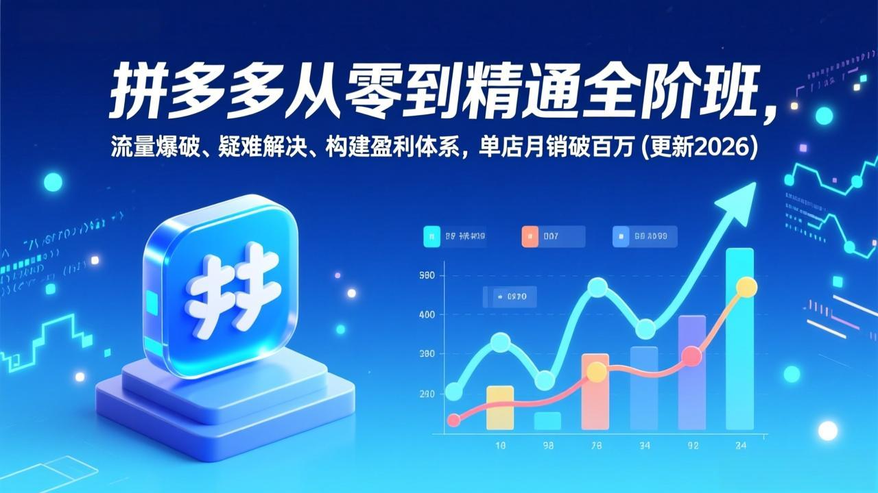 拼多多从零到精通全阶班，流量爆破、疑难解决，构建盈利体系，单店月销破百万(更新2026-知创网