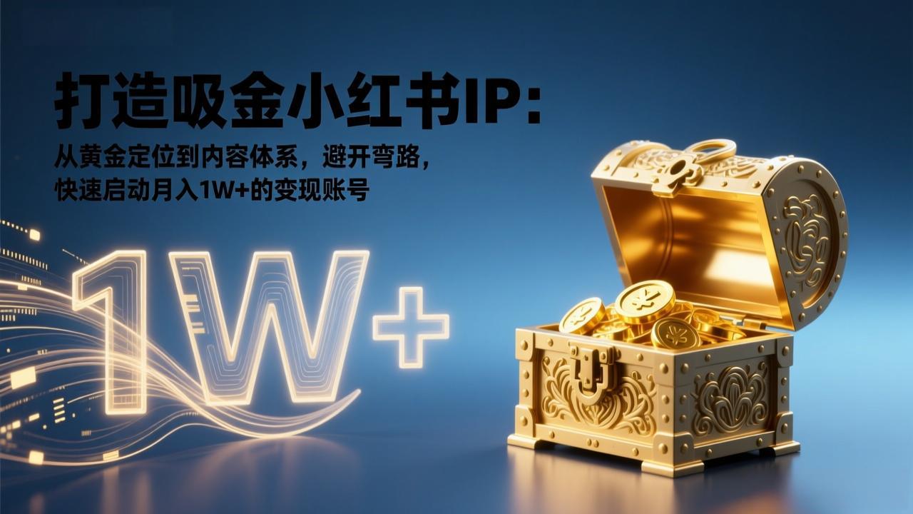 打造吸金小红书IP:从黄金定位到内容体系,避开弯路,快速启动月入1W+的变现账号-知创网