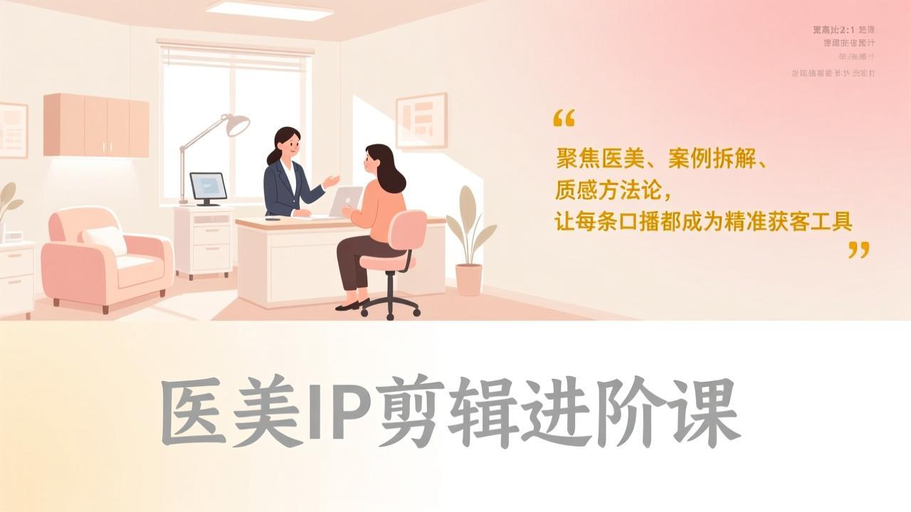 医美IP剪辑进阶课，聚焦医美、案例拆解、质感方法论，让每条口播都成为精准获客工具-知创网