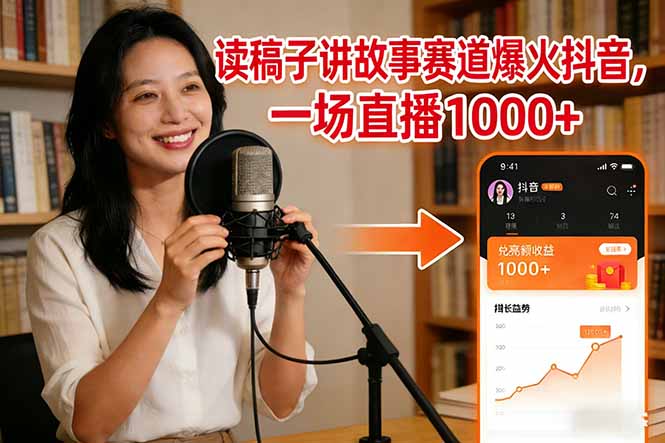 读稿子讲故事赛道爆火抖音，一场直播日入1000+-知创网