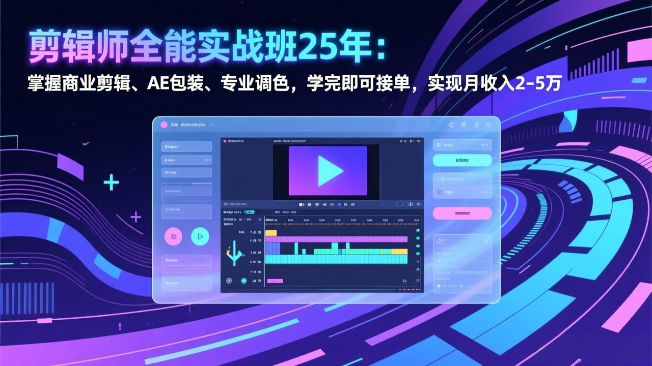 剪辑师全能实战班25年：掌握商业剪辑、AE包装、专业调色，学完即可接单，实现月收入2-5万-知创网