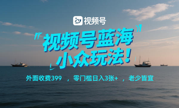 视频号蓝海小众玩法！外面收费399，零门槛日入3张+，老少皆宜-知创网