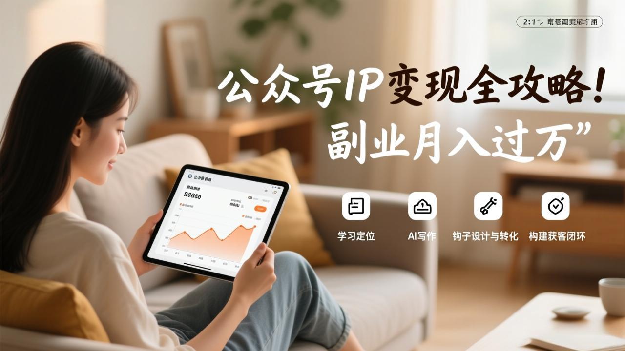 公众号IP变现全攻略，学习定位、AI写作、钩子设计与转化，构建获客闭环，副业月入过万-知创网