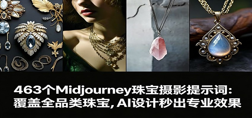 463个Midjourney珠宝摄影提示词：覆盖全品类珠宝，AI设计秒出专业效果-知创网