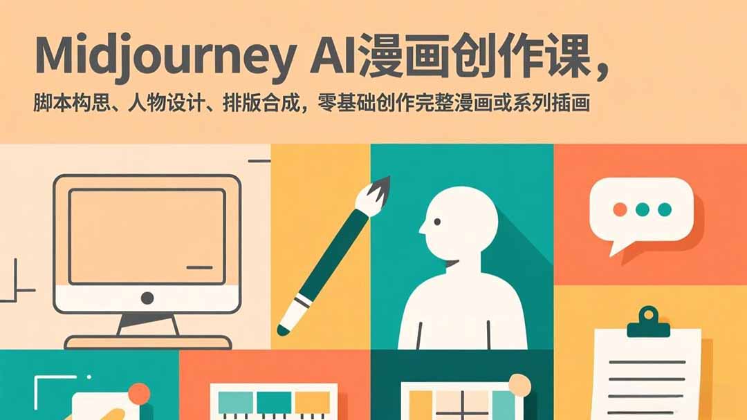Midjourney AI漫画创作课，脚本构思、人物设计、排版合成，零基础创作完整漫画或系列插画-知创网