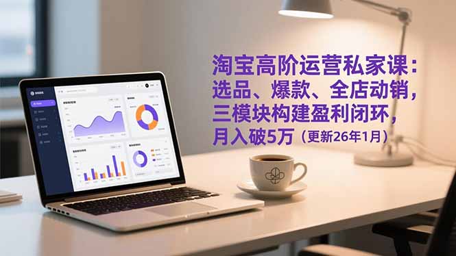 淘宝高阶运营私家课：选品、爆款、全店动销，三模块构建盈利闭环，月入破5万(更新26年1月-知创网