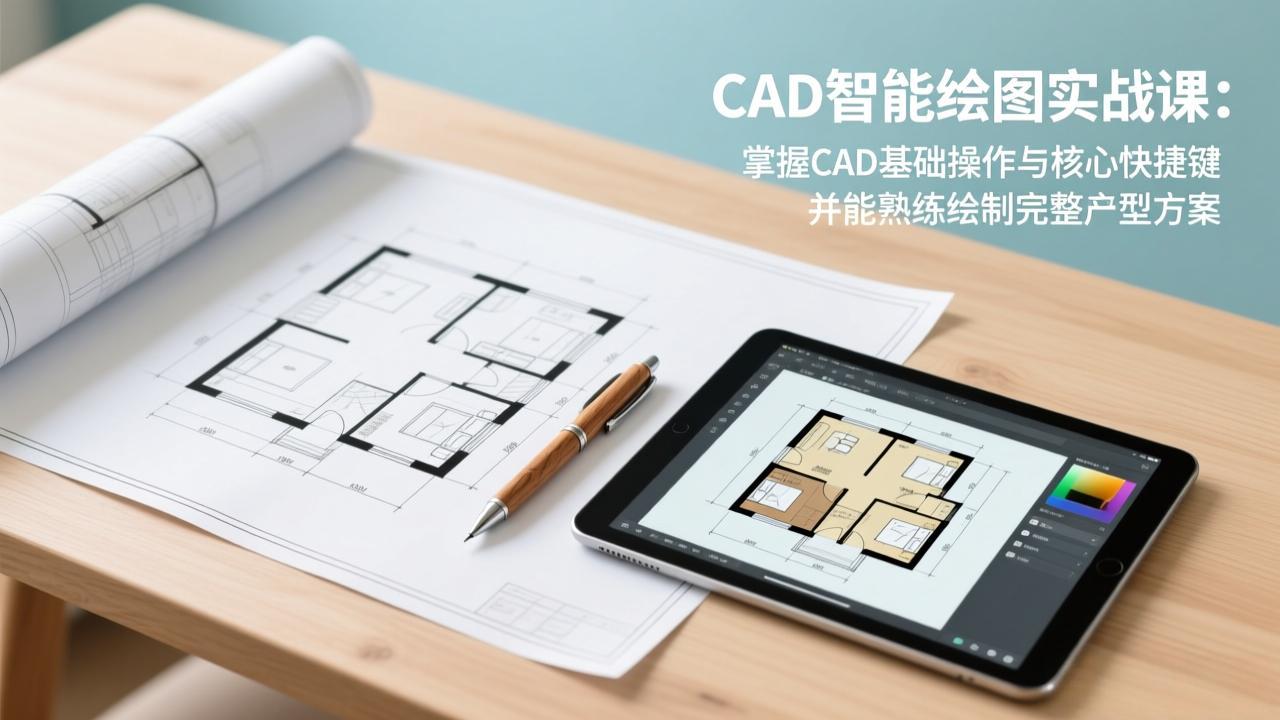 CAD智能绘图实战课:掌握CAD基础操作与核心快捷键,并能熟练绘制完整户型方案-知创网