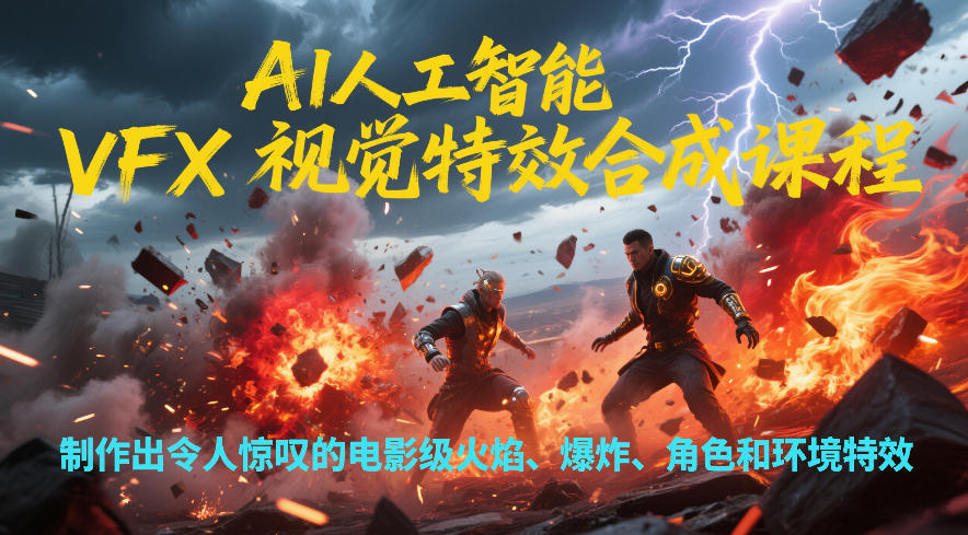 AI人工智能VFX视觉特效合成课程,制作出令人惊叹的电影级火焰、爆炸、角色和环境特效-知创网