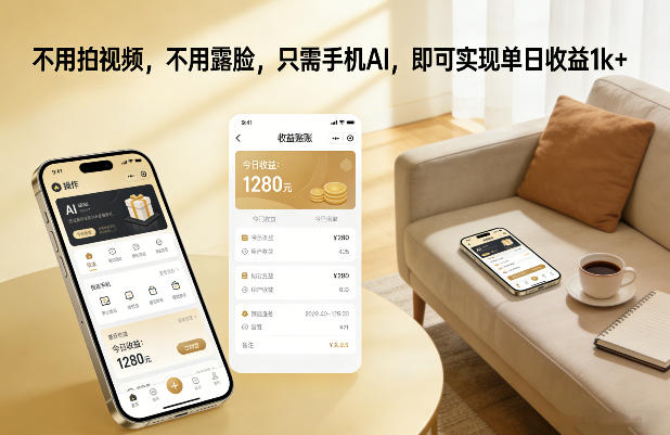 不用拍视频，不用露脸，只需手机AI，即可实现单日收益1k+【揭秘】-知创网