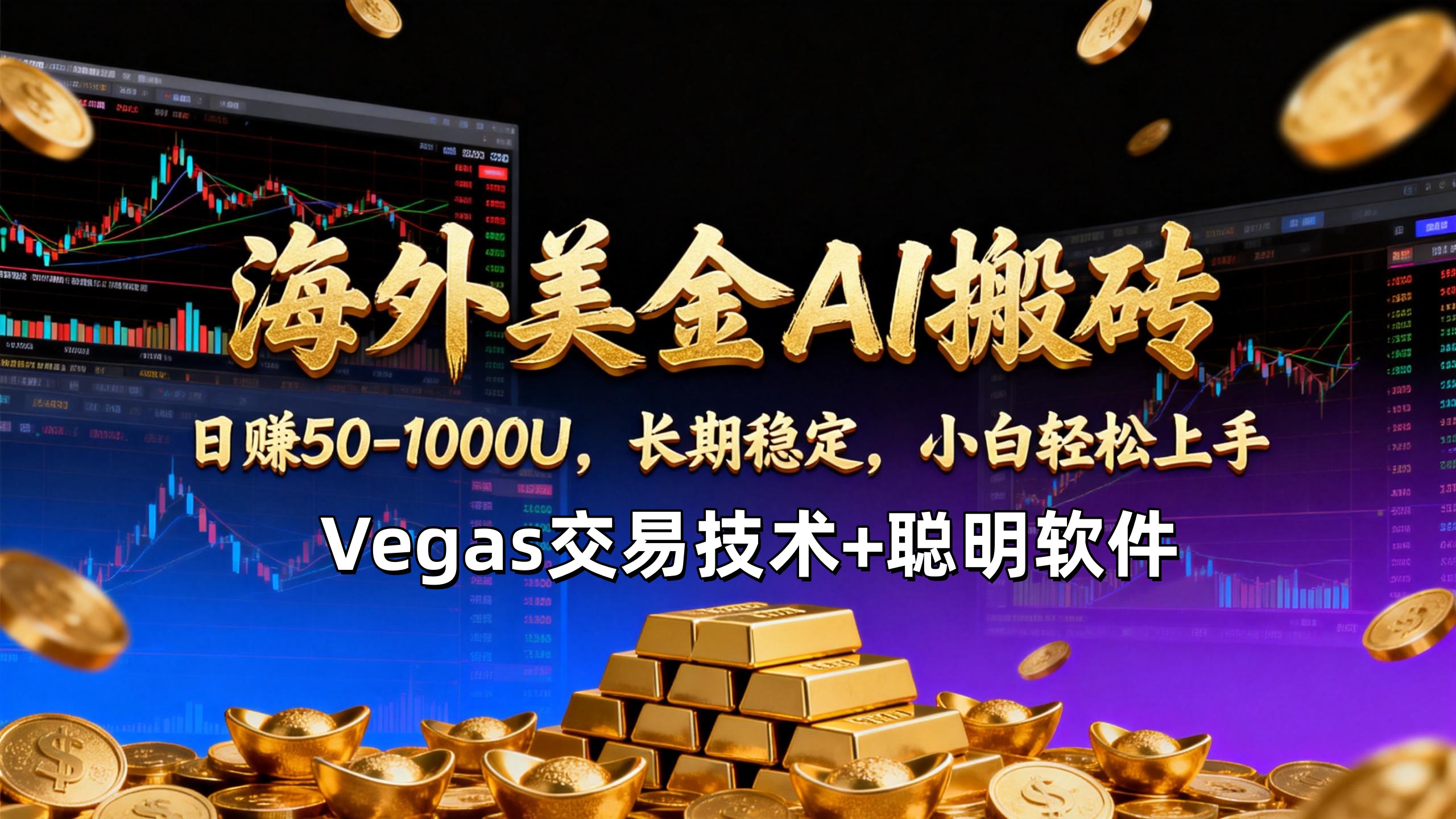 【海外美金AI搬砖】Vegas交易技术+聪明软件，日赚50-1000U，长期稳定，小白轻松上手。-知创网