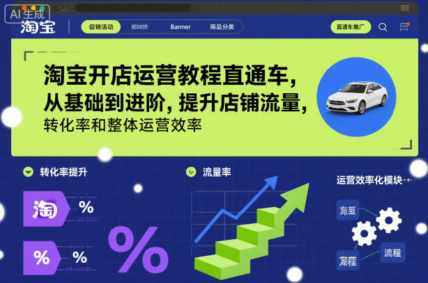 淘宝开店运营教程直通车，从基础到进阶，提升店铺流量，转化率和整体运营效率(更新26年1月)-知创网