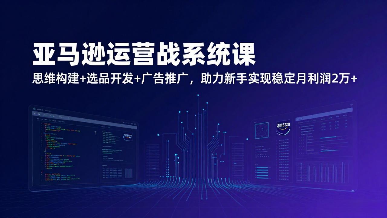 亚马逊运营实战系统课，思维构建+选品开发+广告推广，助力新手实现稳定月利润2万+(更新-知创网