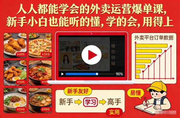 人人都能学会的外卖运营爆单课，新手小白也能听的懂，学的会，用得上-知创网