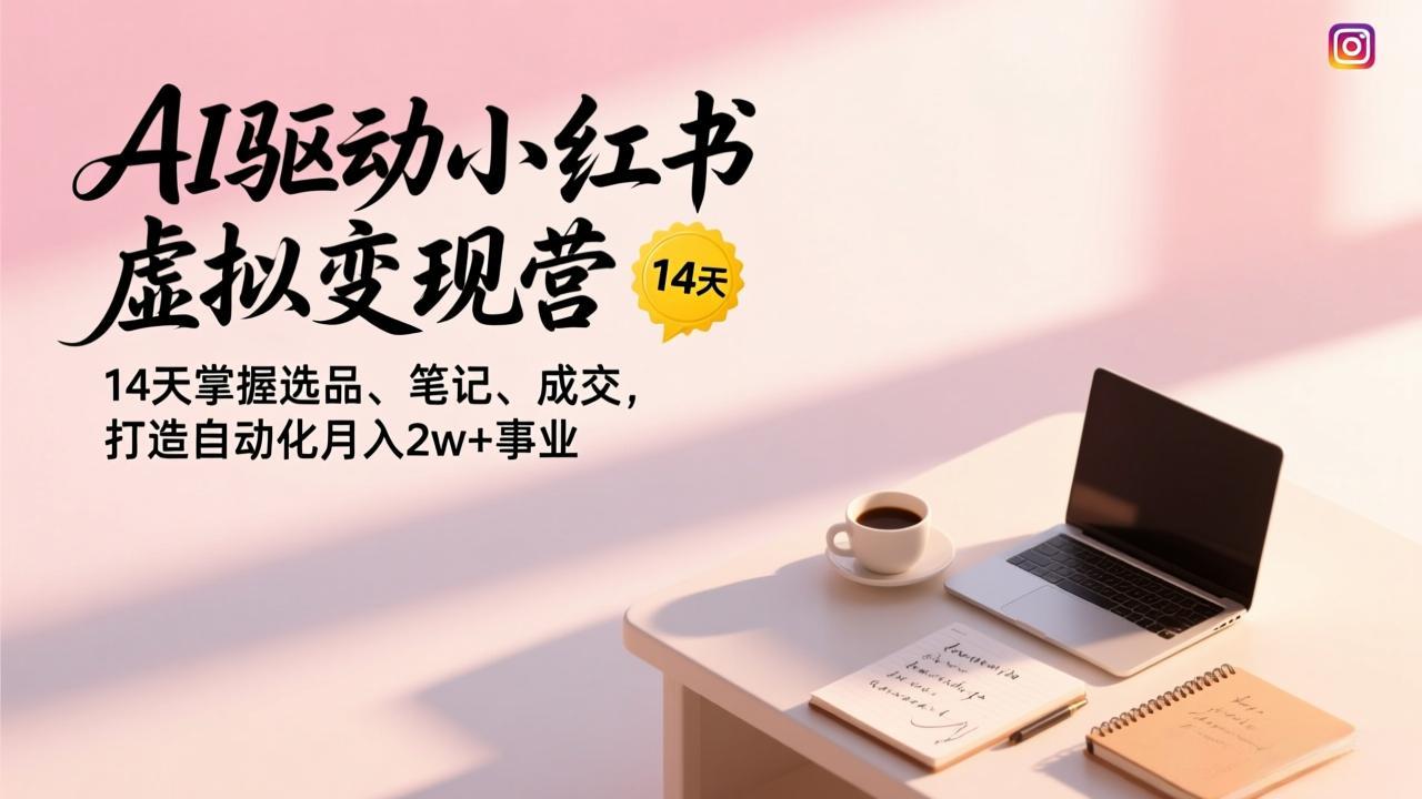 AI驱动小红书虚拟变现营，14天掌握选品、笔记、成交，打造自动化月入2w+事业-知创网