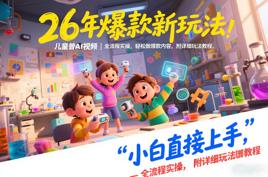 26年爆款新玩法,儿童科普AI视频,全流程实操,轻松做爆款内容,小白直接上手,附详细玩法教程-知创网