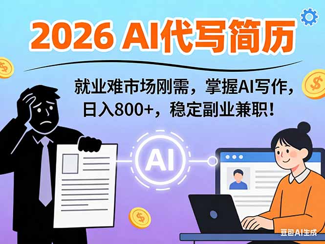 AI代写简历，超暴利，用万能模板月入1-3万实战教程，2026年市场刚需！-知创网