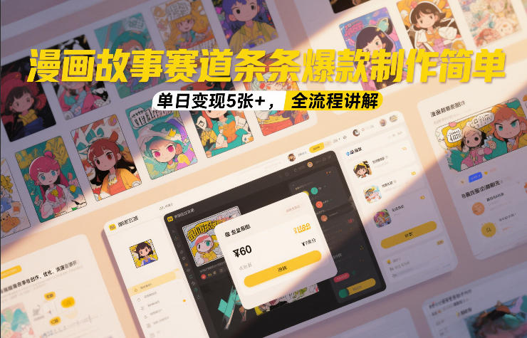 漫画故事赛道条条爆款制作简单，单日变现5张+，全流程讲解-知创网