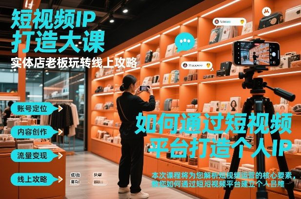 短视频ip打造大课，实体店老板玩转线上攻略-知创网