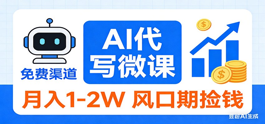 2026告别打工！AI 代写微课，提供免费渠道，月入 1-2W 风口期捡钱-知创网