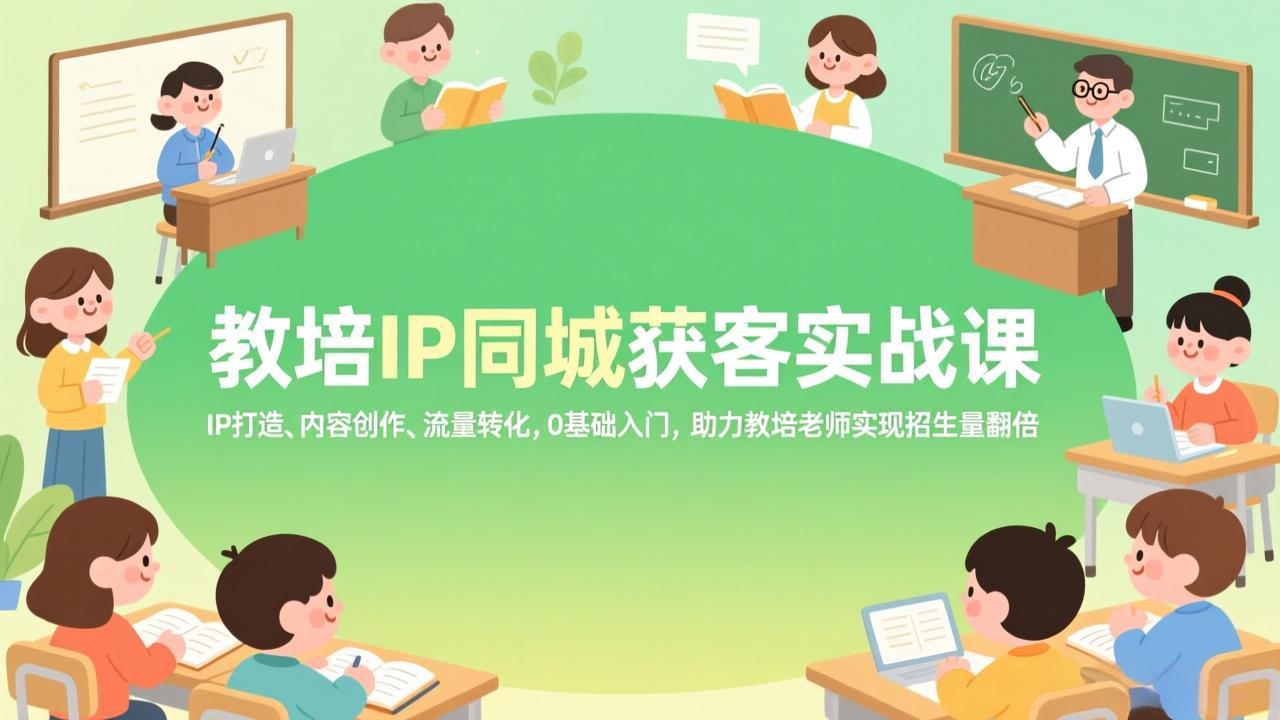 教培IP同城获客实战课，IP打造、内容创作、流量转化，0基础入门，助力教培老师实现招生量翻倍-知创网