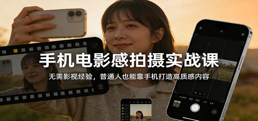 手机电影感拍摄实战课：无需影视经验，普通人也能靠手机打造高质感内容-知创网